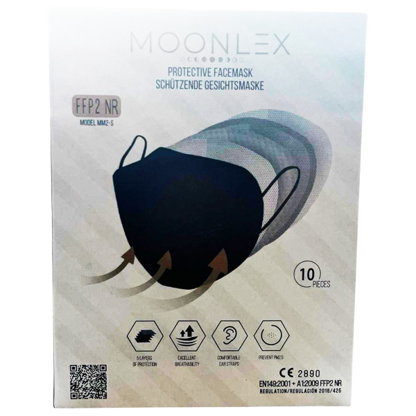 Moonlex FFP2 Masken SCHWARZ - Made in Europe (10 Sück)