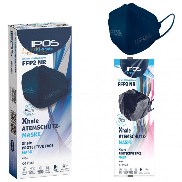 IPOS-FFP2 Xhale Masken BLAU einzelverpackt (10er Box)