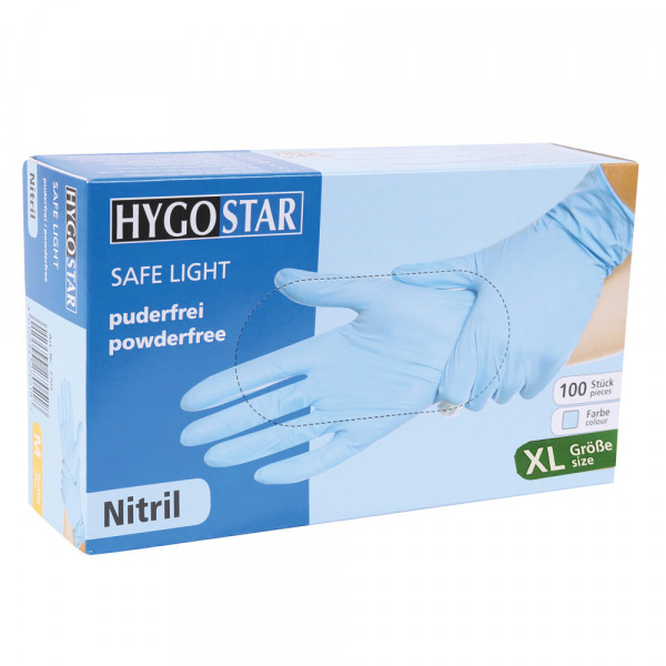 Hygostar Nitril Handschuhe Safe Light BLAU, puderfrei (100er Box)