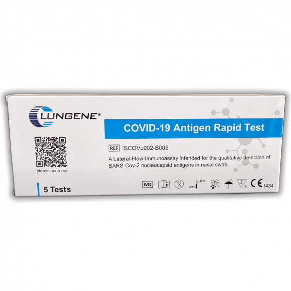 Clungene® LAIEN 5er Antigen Test - COVID-19 Schnelltest (Nasal Swab) - CE 1434 (5 Stück)